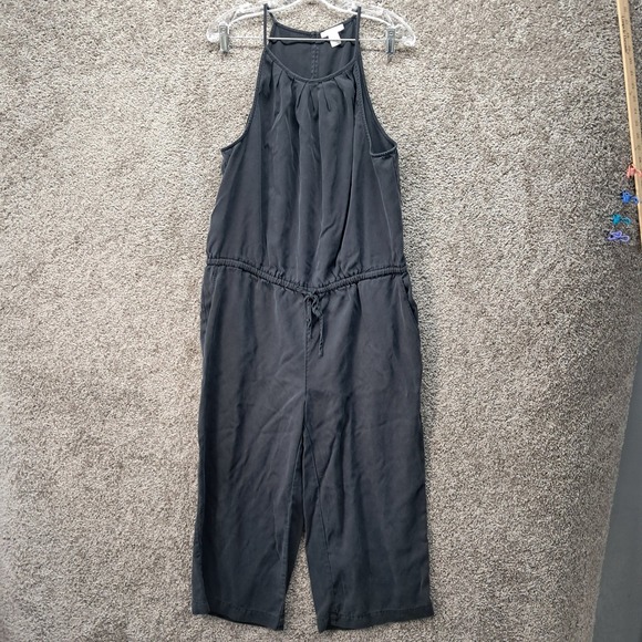 Daily Ritual Pants - Daily‎ Ritual Womens Black Halter Pleated Neck Wide Leg Cropped Jumpsuit Size 14